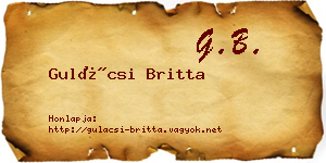 Gulácsi Britta névjegykártya